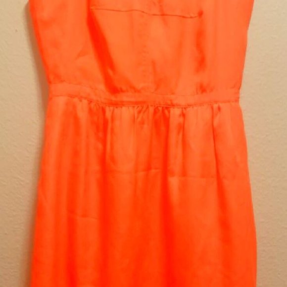 J.Crew Nearly Neon Gorgeous Orange Dress w/Pockets - Picture 3 of 3
